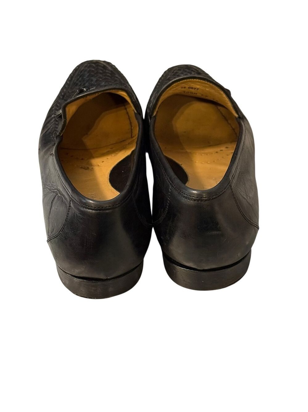 Johnston & Murphy Woven Leather Tassel Loafers Black Mens 10½ Medium - Picture 5 of 12